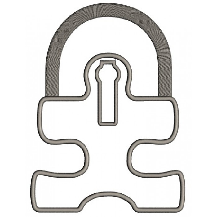 Silver Padlock Applique Machine Embroidery Design Digitized Pattern